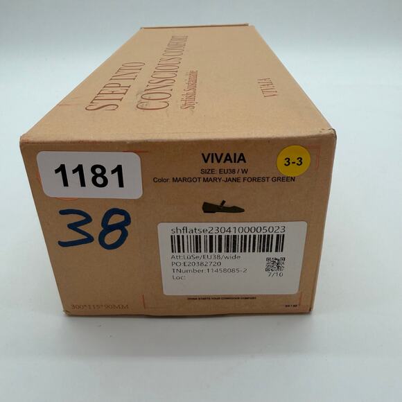 Vivaia Margot Mary Jane Comfort Old Money Arch Support Flats Forrest Green 7W - Picture 8 of 8